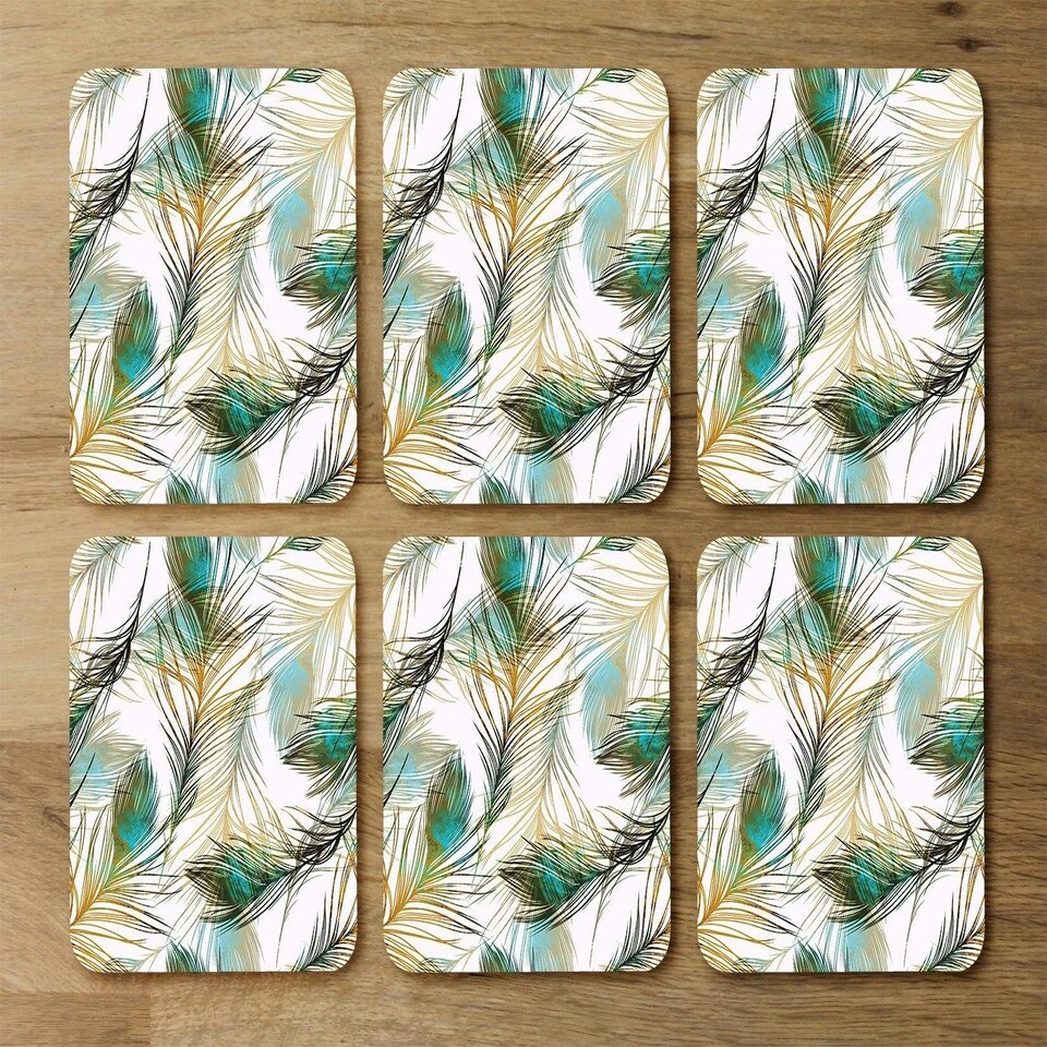 image 1 of Imprints peacock feathers (Coaster)