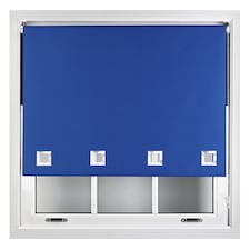 FURNISHED Blackout Roller Blinds with Large Square Eyelets Made to Measure Window Shade | Blue | Blue | (W) 120cm x (L) 210cm