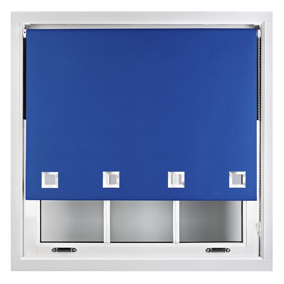 image 1 of FURNISHED Blackout Roller Blinds with Large Square Eyelets Made to Measure Window Shade | Blue | Blue | (W) 120cm x (L) 210cm