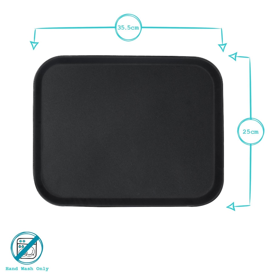 image 1 of Argon Tableware Rectangle Non-Slip Serving Tray - 35.5cm x 25cm - Black | Black | Black