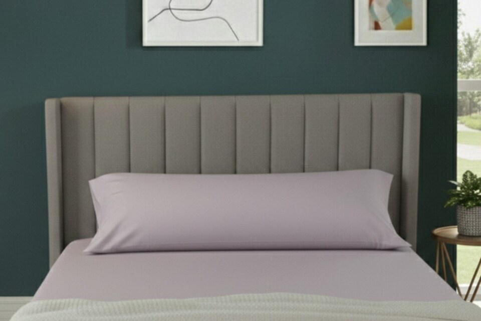 image 1 of Bolster Support Pillow Pillowcase Plain Dyed Pillow Linen Easy Care | Purple