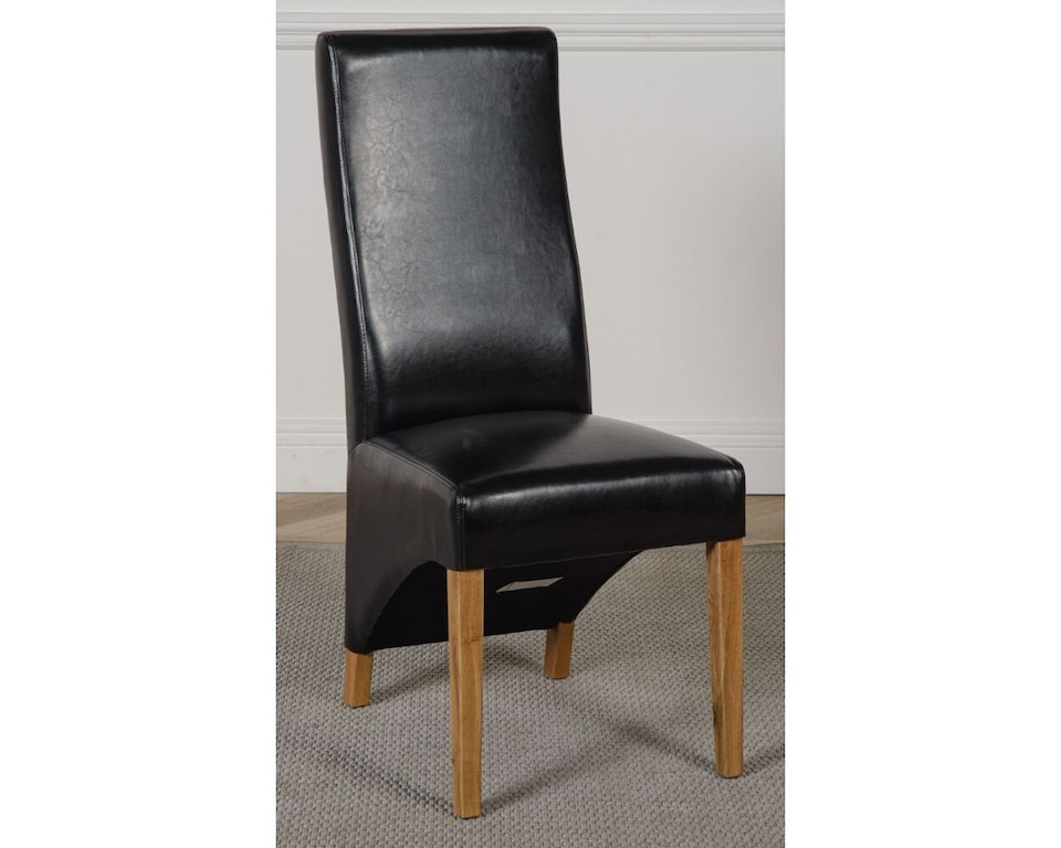 image 1 of Oslo 180 x 90 cm Large Oak Dining Table and 8 Lola Leather Chairs | Black | Black