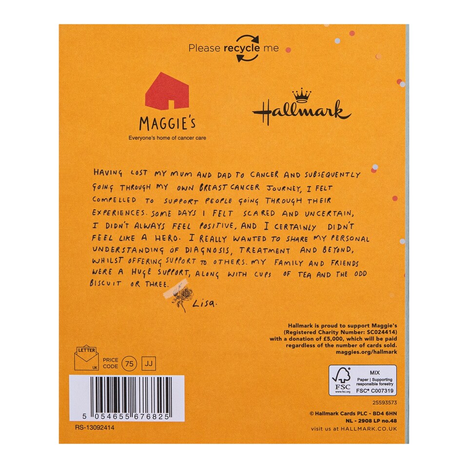 image 1 of Hallmark Maggie's - Cancer Treatment Charity Card - Just Checking In Design