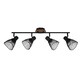 image 4 of COSYLYTE Hadley 4 Light Matt Black Wire Shade Spotlight with Wooden Backplate | Black | Walnut wood | 1