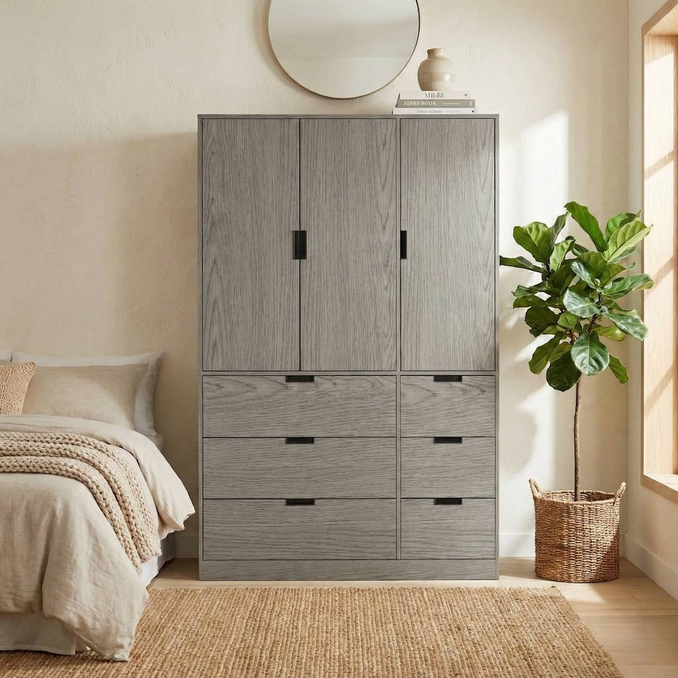 image 1 of RIGA 3 Door 6 Drawer Wardrobe | Grey | Cedar Grey & Cedar Grey | 10 x 44.5 x 79 | 1