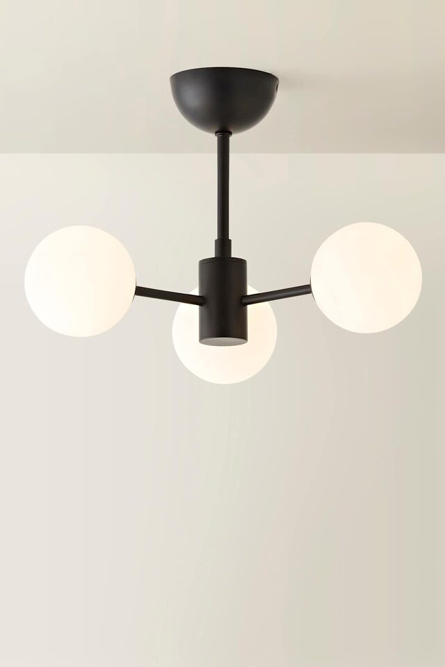 image 1 of ValueLights Marlow Frosted Glass Matte Black 3 Way Ceiling Light