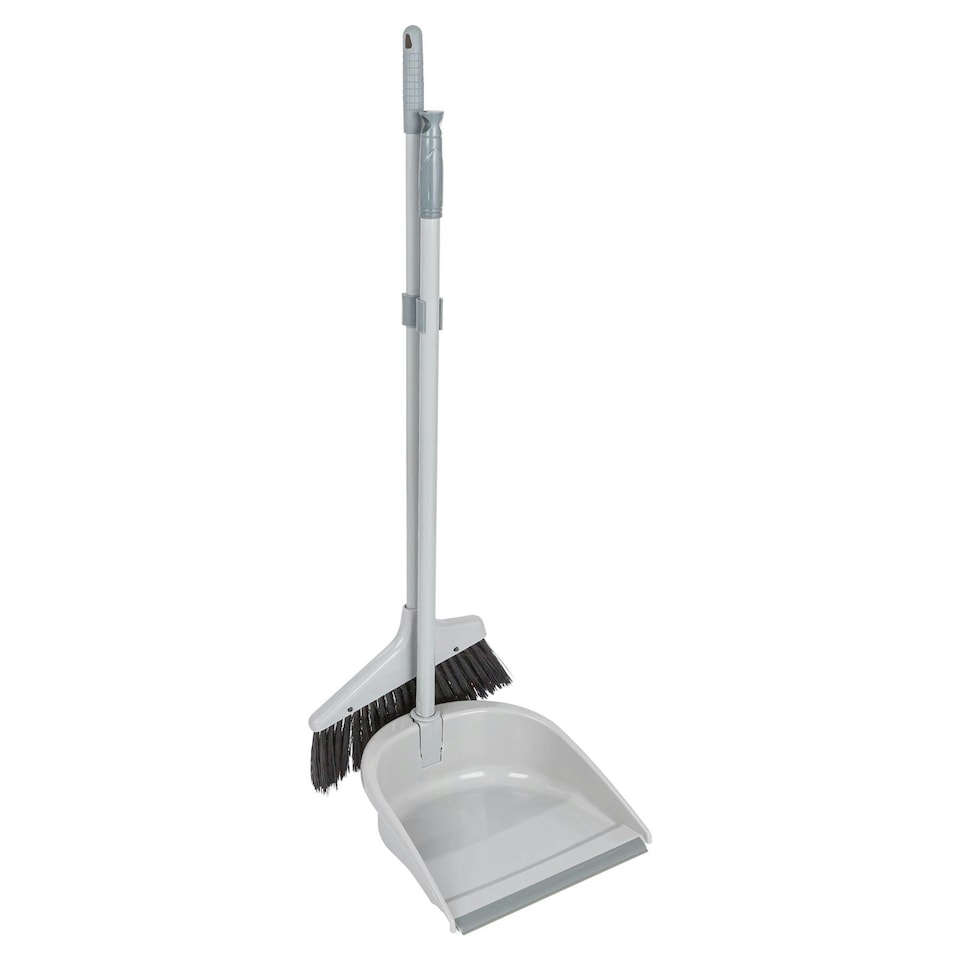 image 1 of Ashley Long Handle Dustpan & Brush Set - Grey
