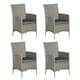 image 1 of Outsunny 4PC Outdoor Rattan Armchair Wicker Dining Chair Set for Garden Grey