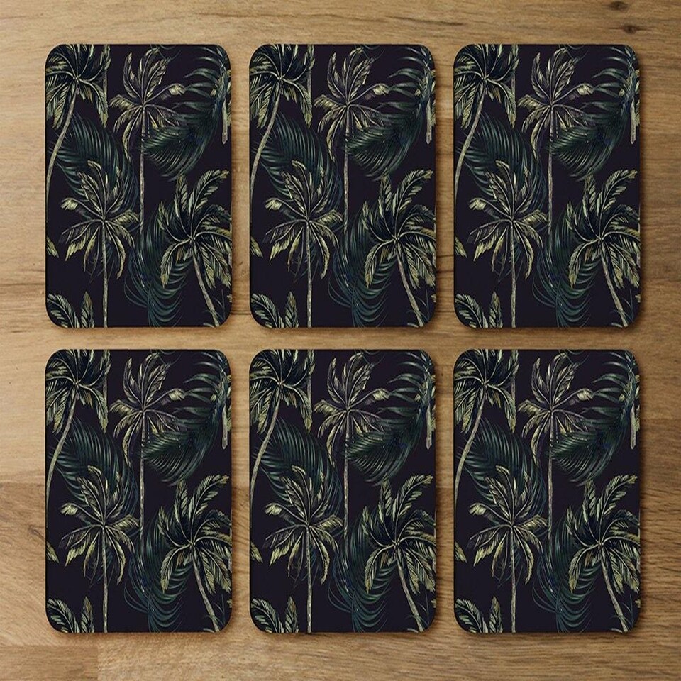 image 1 of Green Palm on Black (Coaster)
