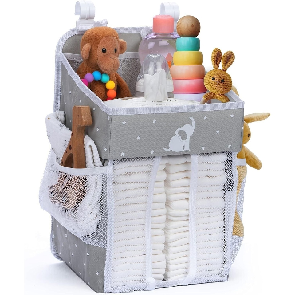 image 1 of Baby Nappy Caddy Organiser | Hanging Nursery Storage with Multiple Pockets