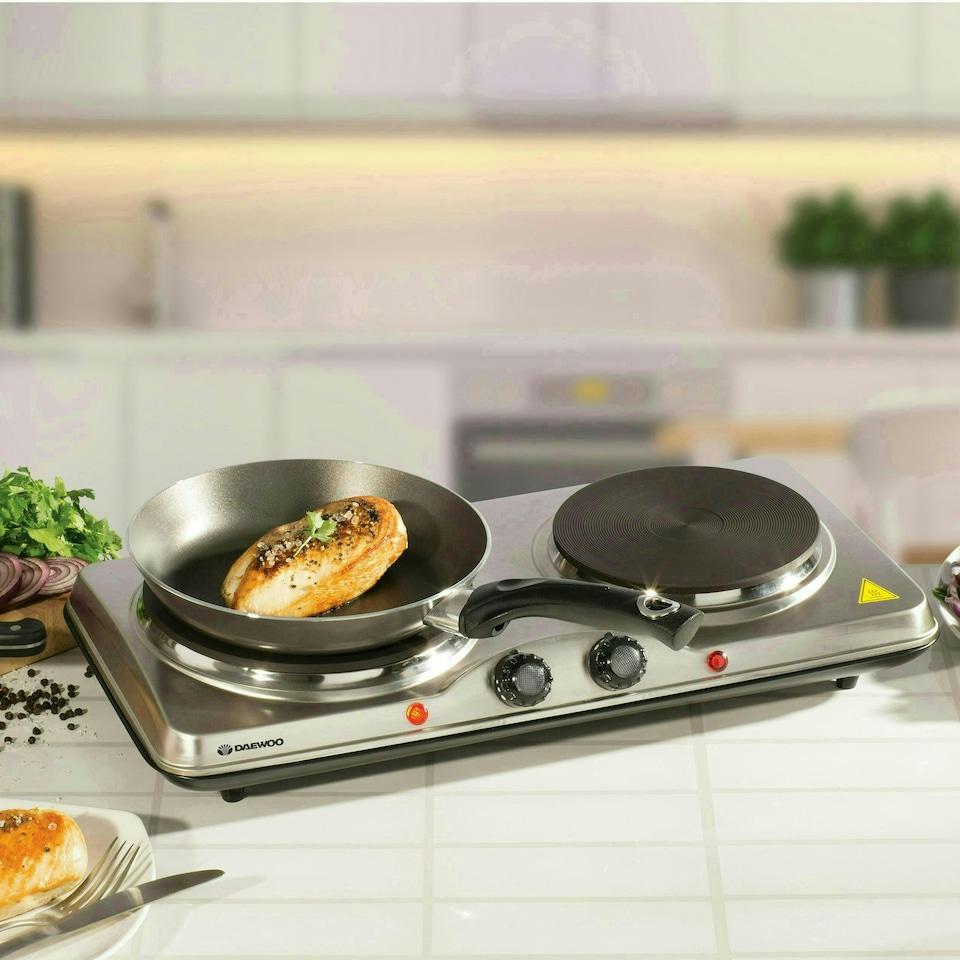 image 1 of Daewoo Stainless Steel Portable Double Hot Plate