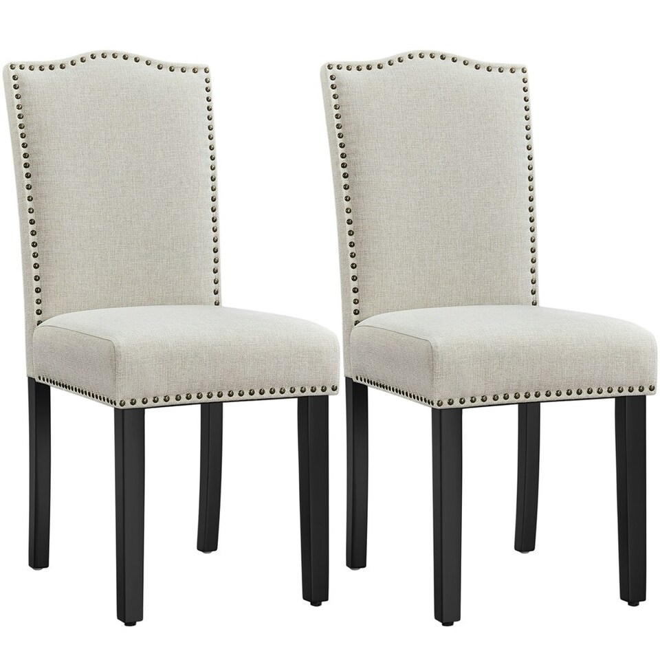 image 1 of Yaheetech Set of 2 Modern Fabric Upholstered Dining Chairs Grey | Dark Grey