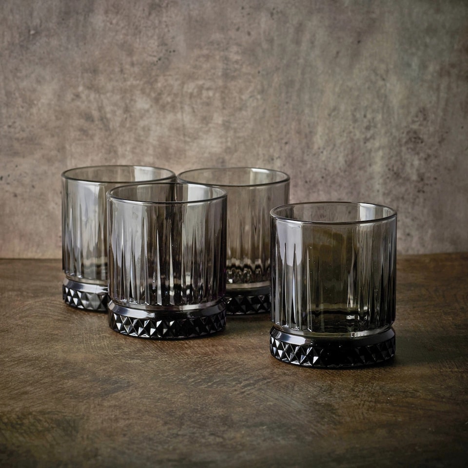 image 1 of Elysia Coloured Glasses Sets Drinking Glass Whiskey Tumblers | Grey | Set of 4 Grey 355ml | 4