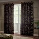 image 2 of Paoletti Bamboo Fully Lined Jacquard Eyelet Curtain Pair, 229cm width x 229cm drop | Black | Black | 1