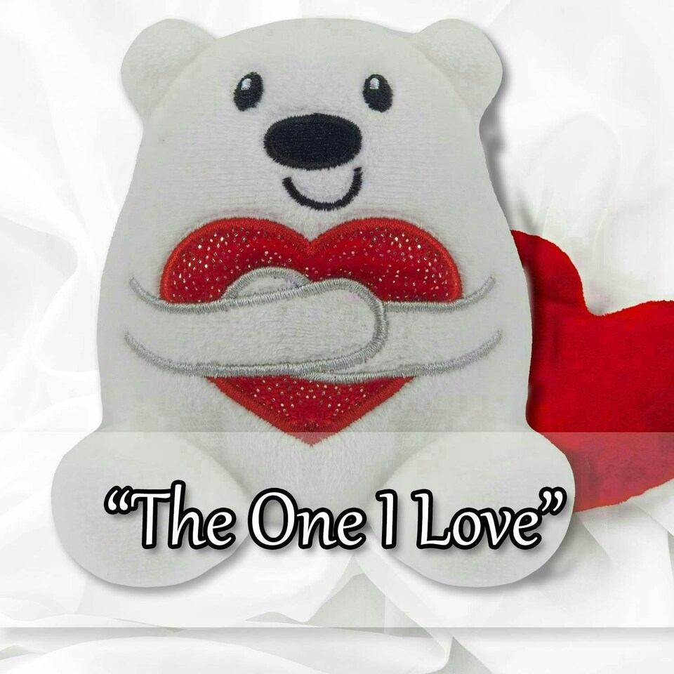 image 1 of Valentines Love Bear Soft Toy Hugging Shiny Heart Cute Plush Cuddly 10cm White
