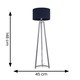image 3 of ValueLights Lottie Grey Wood Tripod Floor Lamp with Navy Blue Fabric Drum Shade and LED Bulb