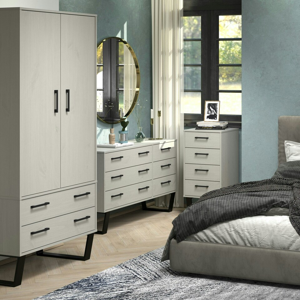 image 1 of Core Products Texas, 2 Door, 2 Drawer Wardrobe H176cm x W76.5cm x L53cm Grey