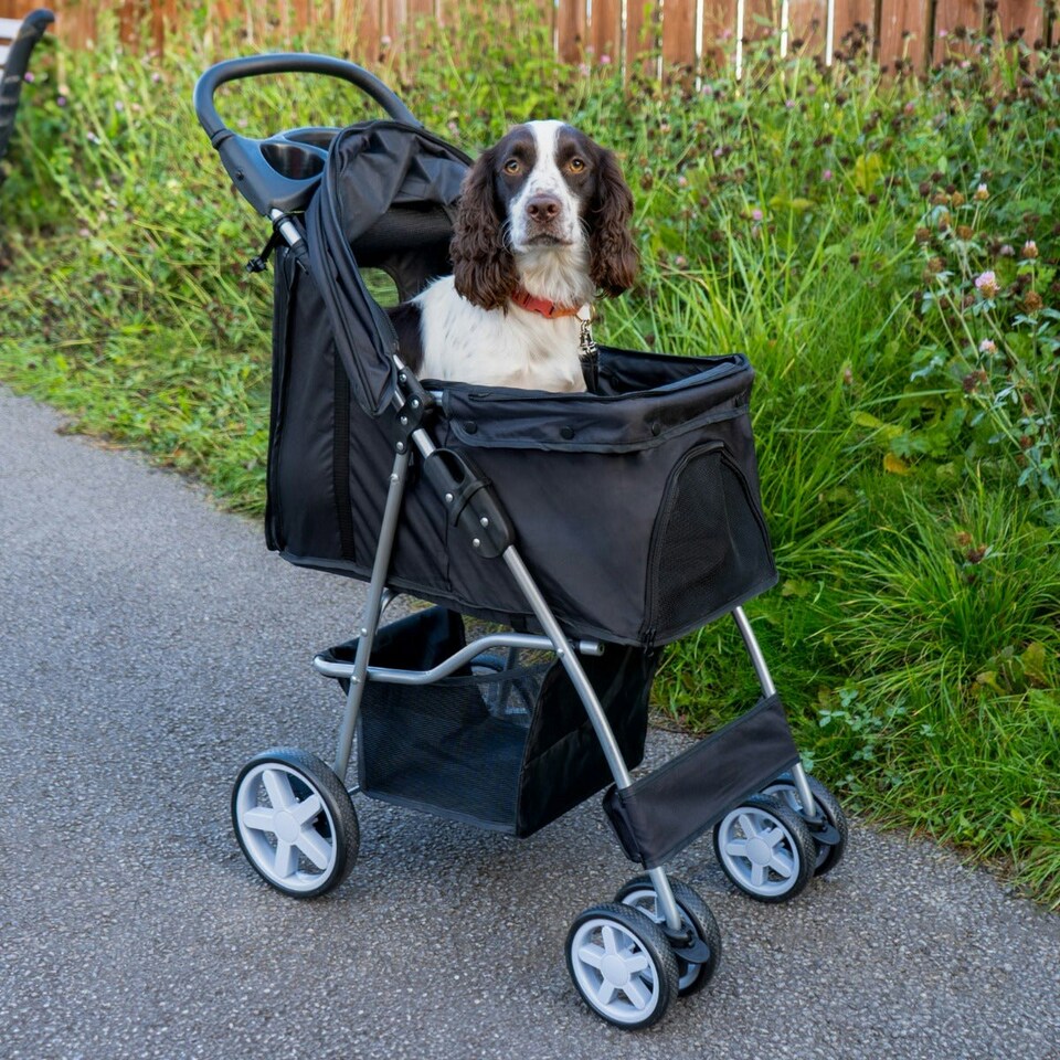 image 1 of Pet Stroller with Rain Cover – Black One Size