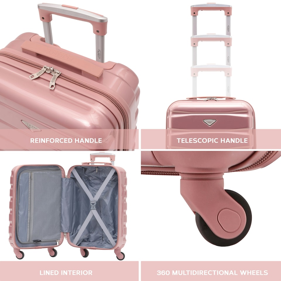 image 1 of Flight Knight 29" Extra Large Suitcase – 20kg Capacity Hard Shell Check-In Luggage with 4 Wheels  100+ Airlines Approved: Ryanair, EasyJet, Jet2, Wizz Air, BA Pink | Rose Gloss | Large