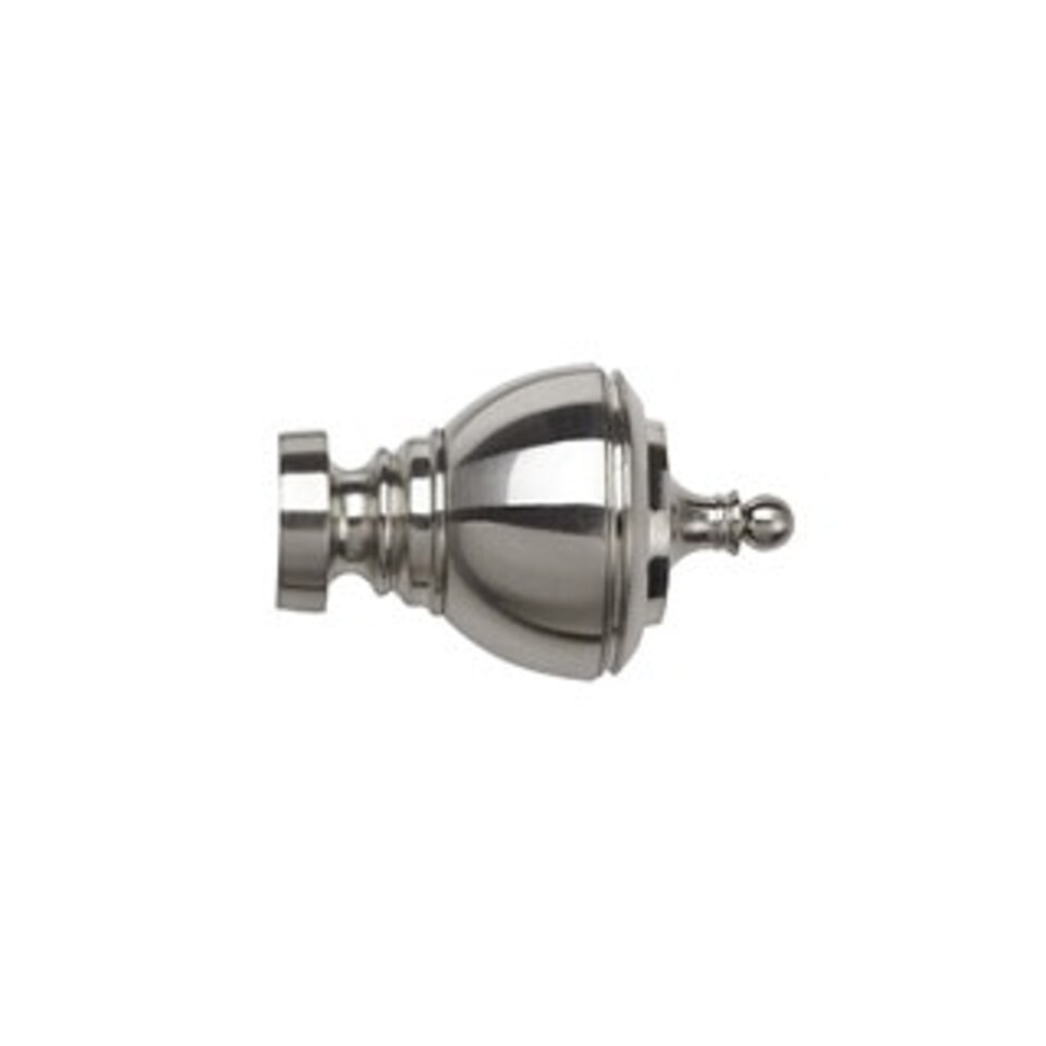 image 1 of 35mm Fixed Length Metal Curtain Pole Set Satin Silver Vienna Finial 130cm