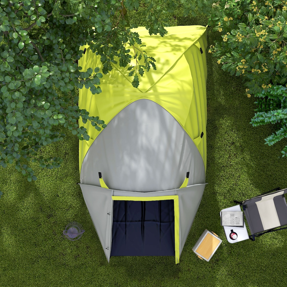 image 1 of Outsunny 2 Man Camping Tent with Living Area, 2000mm Waterproof, Yellow