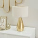 image 2 of ValueLights Jax Brass Metal Dimmable Touch Table Lamp with Cream Boucle Shade and LED Bulb