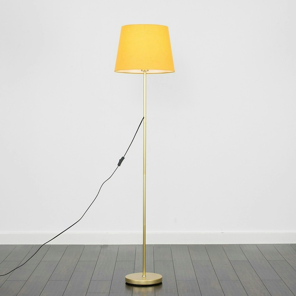 image 1 of ValueLights Gold Floor Lamp Yellow Shade