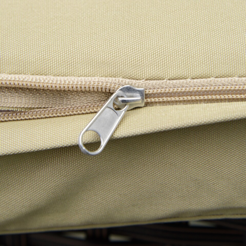 image 1 of Outsunny 3 Pieces Rattan Bistro Set, Wicker Garden Furniture Set with Glass Top Coffee Table and Chairs, Washable Cushions, for Outdoor, Patio, Balcony, Beige