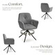 image 3 of Swivel Chair Lenia - upholstered, padded, 56.5 x 54 x 86 cm - Set of 2 Grey | Velvet Look Anthracite/Black