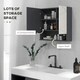image 3 of kleankin Wall Mounted Bathroom Storage Cupboard W/ Mirror and Shelf, Light Grey