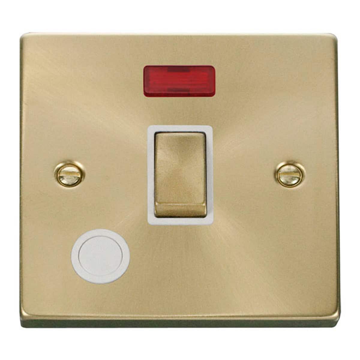 SE HOME Satin Brushed Brass 1 Gang 20A Ingot DP Switch With Flex With Neon Gold Satin Brass