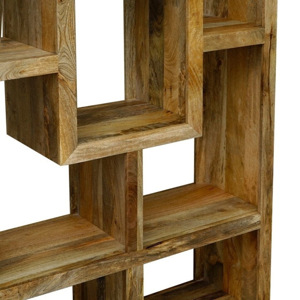 image 1 of Yoga Straight 100 cm Wide Mango Bookcase - Mango Wood - L35 x W100 x H175 cm - Mango Light Finish Brown