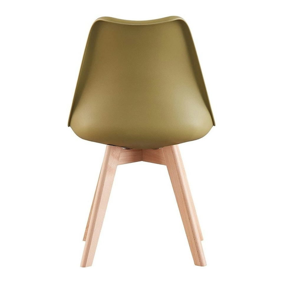 image 1 of 5PCs Dining Set - a Black Halo Dining Table & Set of 4 Lorenzo Tulip Chairs with Padded Seat | Green