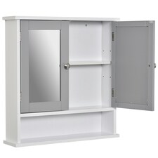 kleankin Wall Mounted Mirror Cabinet W/ Double Mirror Doors & Adjustable Shelf