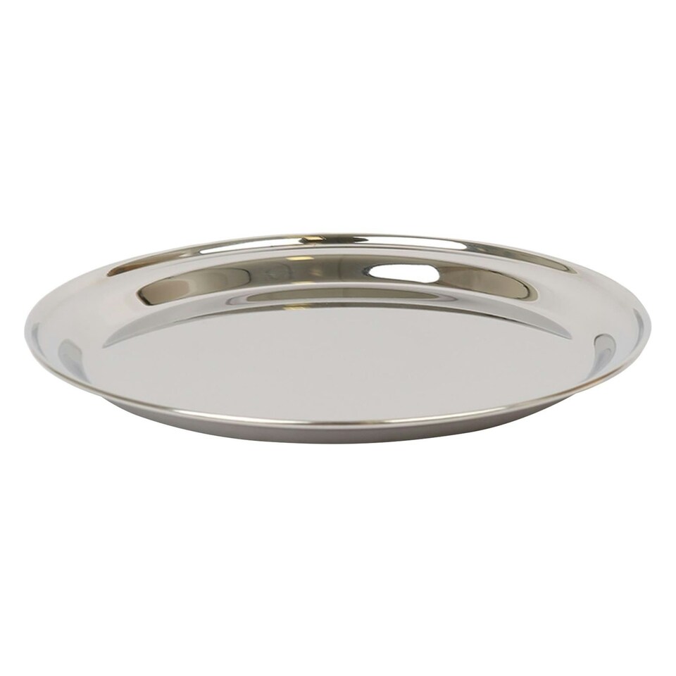 image 1 of Argon Tableware Round Stainless Steel Serving Tray - 35.5cm N/A