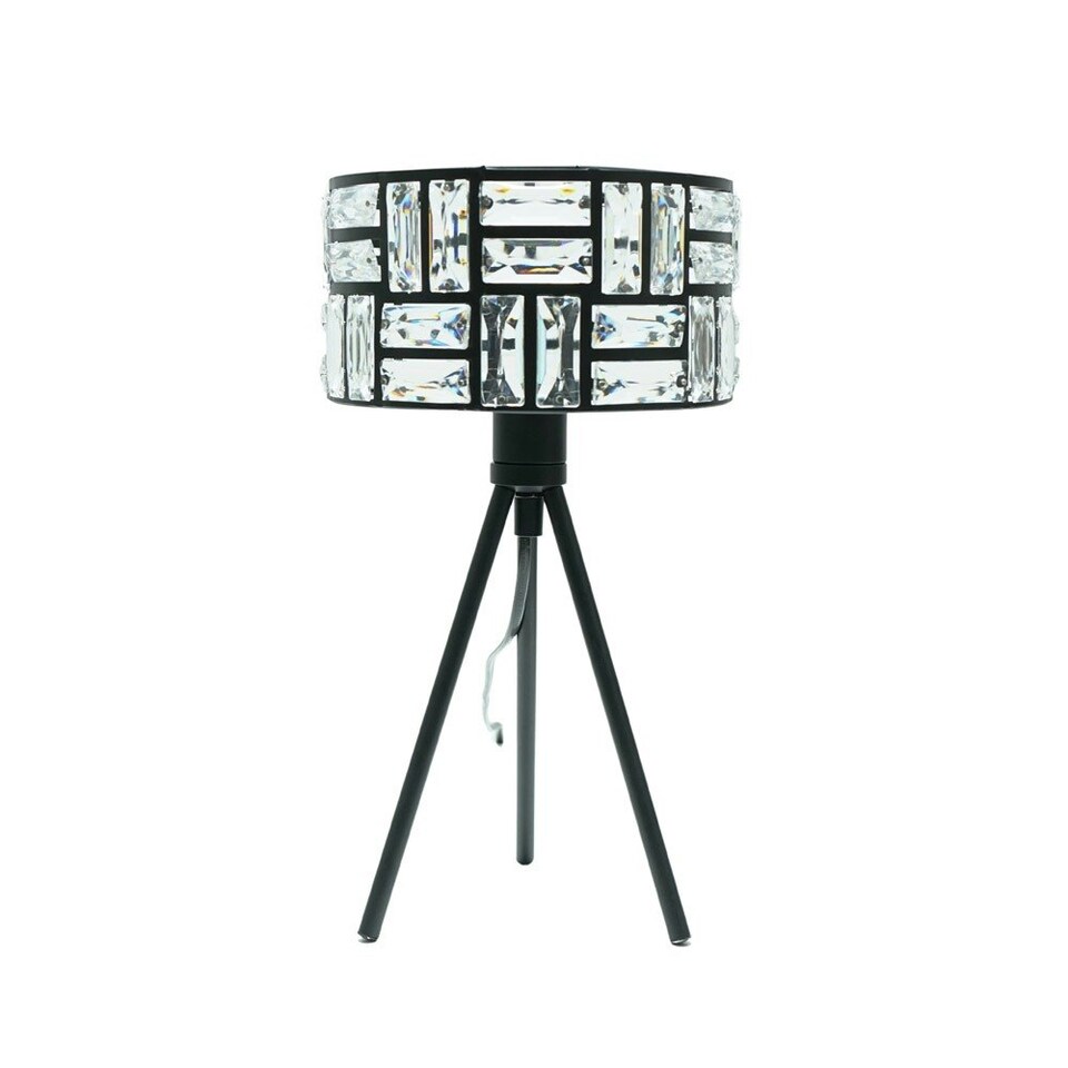 image 1 of ValueLights Elise Acrylic Jewel Two Tier Shade Black Tripod Table Lamp