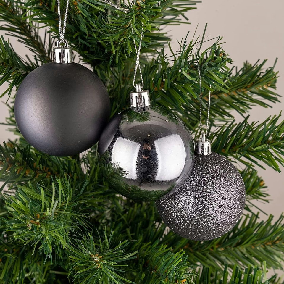 image 1 of 10cm/6Pcs Christmas Baubles Shatterproof Dark Grey,Tree Decorations