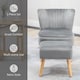 image 6 of HOMCOM Velvet Accent Chair Occasional Tub Seat Padding Curved Back with Ottoman Wood Frame Legs Home Furniture Light Grey