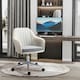 image 6 of Vinsetto Leisure Office Chair Linen Swivel Desk Chair Home Study w/ Wheel, Beige
