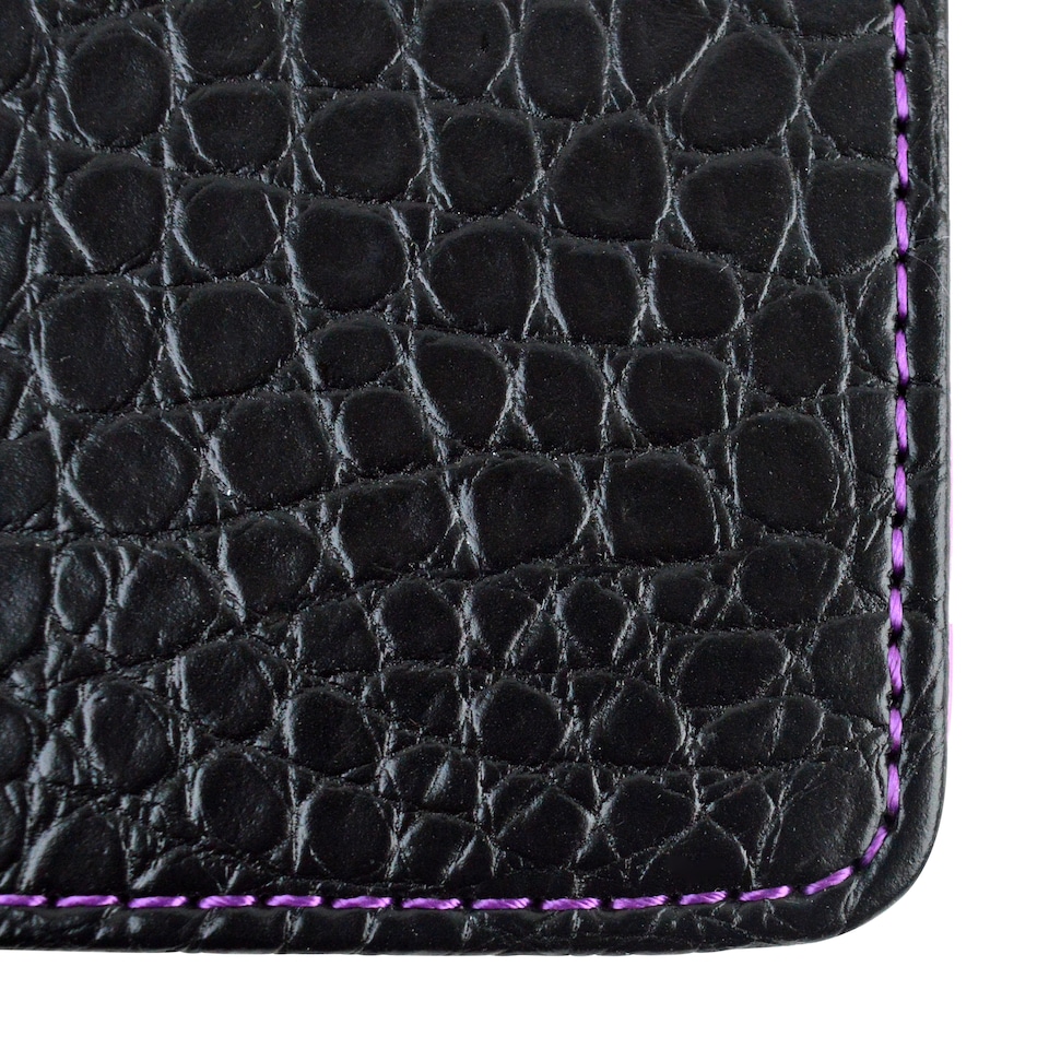 image 1 of Premium Croc Golf Scorecard Holder - Black / Purple