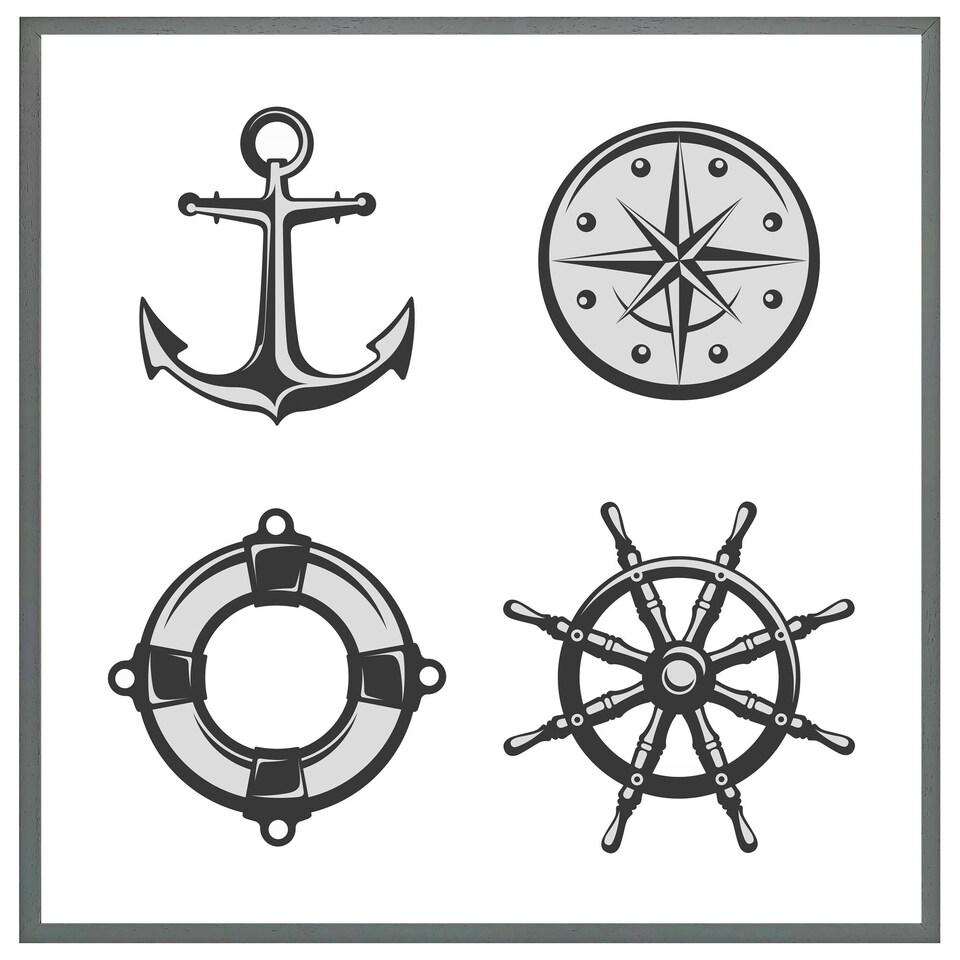 image 1 of Nautical icons (Picture Frame) Brown | L