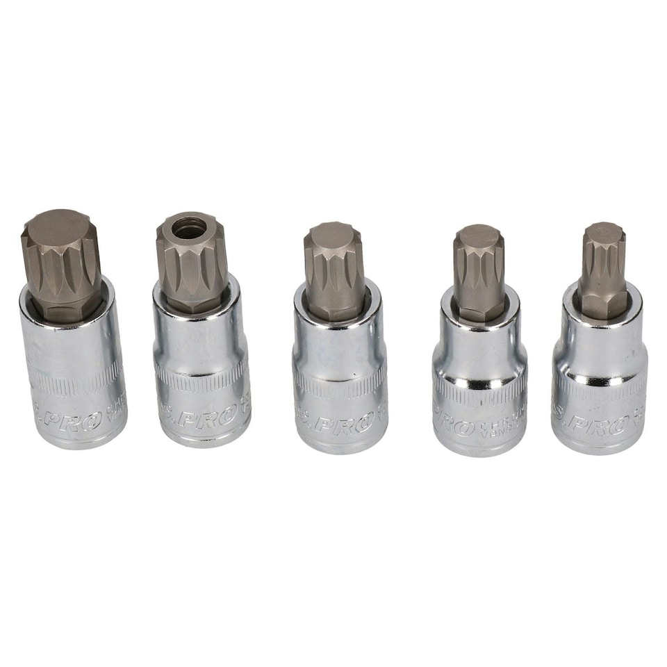 image 1 of 1/2" Drive Metric Hex Allen Male Torx Spline Triple Square Bit Sockets 15pc