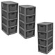 image 3 of Grey 4 Drawer Stylish Rattan Effect Storage Tower Commode Baskets For Home & Office Grey