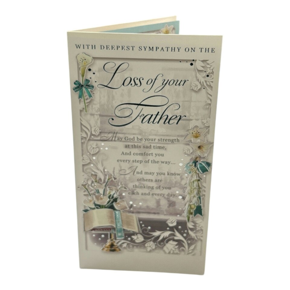 image 1 of Loss of Father Floral Design Sympathy Opacity Card