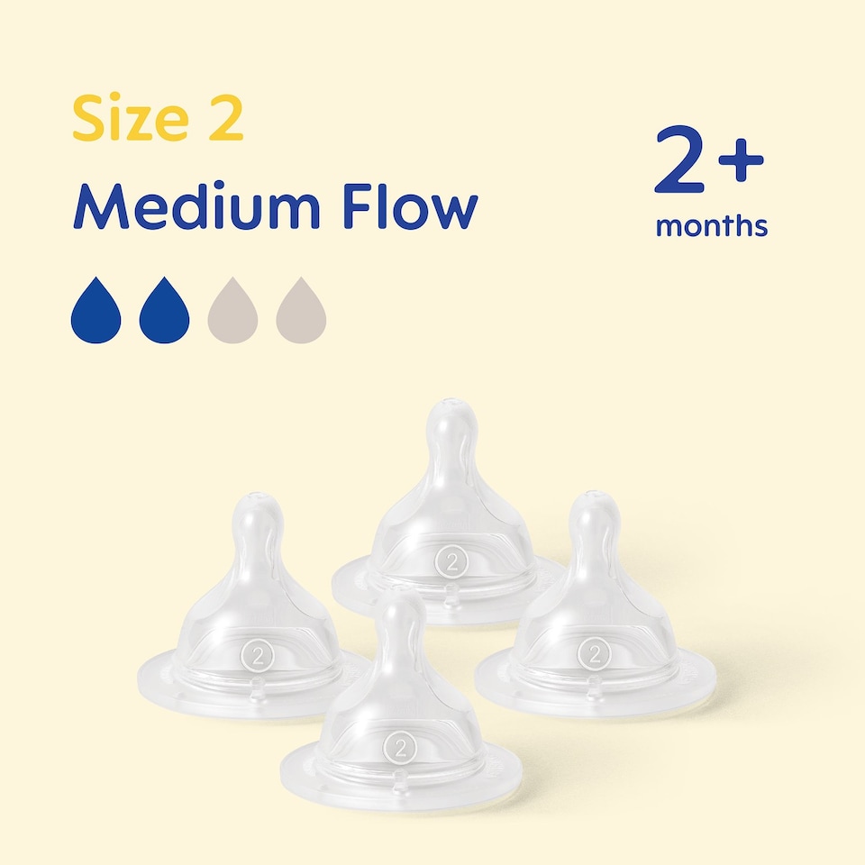 image 1 of MAM Size 2 Bottle Teats with SkinSoft Silicone Suitable for 2 Plus Months Pack of 4 | Multi