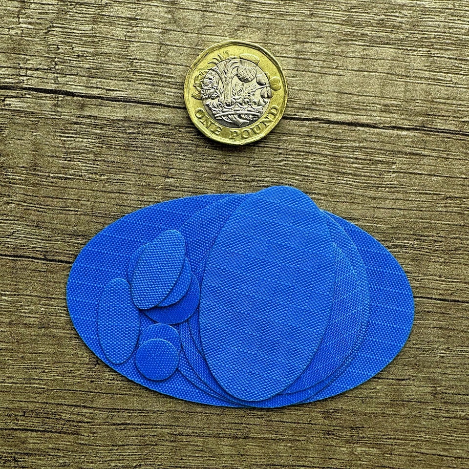 image 1 of aZengear Repair Patches for Jackets, Tent, Shoe, Gear - Waterproof, Self-Adhesive, Tear-Cold-Heat-Resistant (11 Pieces, Blue)