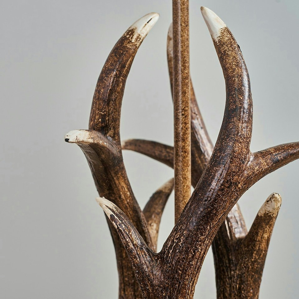 image 1 of ValueLights Intertwined Caribou Antler Design Table Lamp Base Rustic Natural Finish