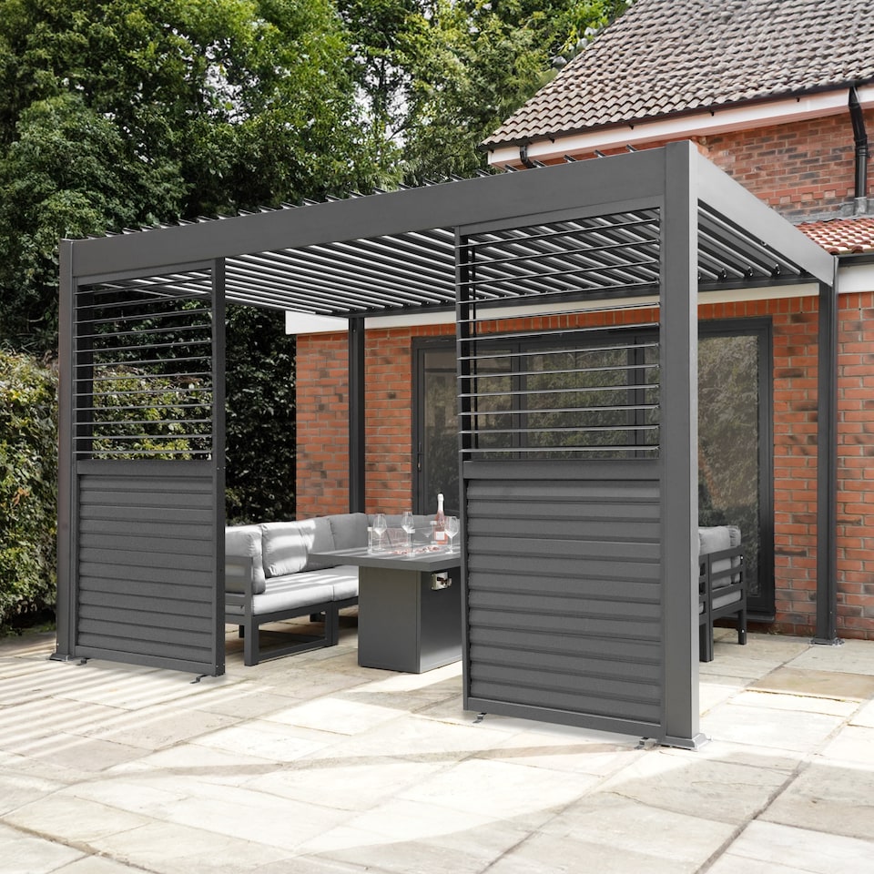 image 1 of Anthracite Aluminium Pergola With 2 x Shutter Panels - 3m x 4m
