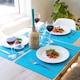 image 4 of Nicola Spring Ribbed Cotton Placemats - 48 x 33cm - Light Blue - Pack of 6 | Blue | Blue