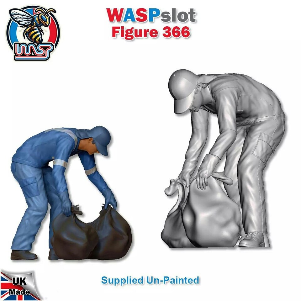 image 1 of Trackside Unpainted Figures Bin Men x 3 Scenery Set 123 1:32 Wasp
